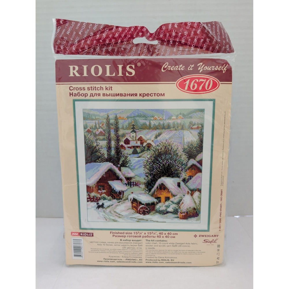 Riolis Serbian Village Cross Stitch Kit Winter Countryside Scene Elena Kolmakova